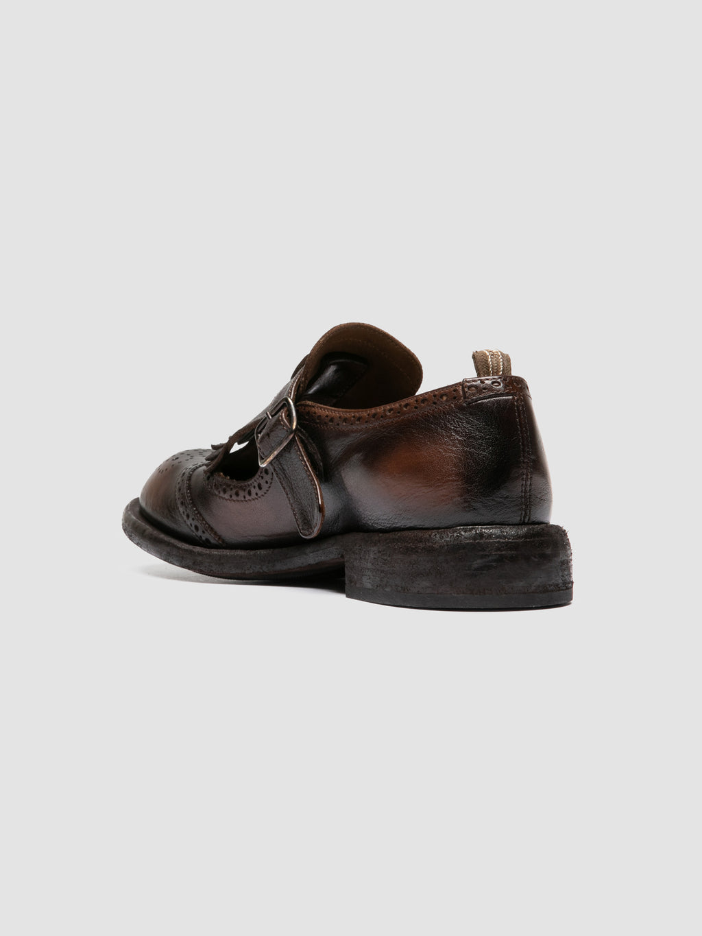 RUGGED 126_W - Scarpe con Cinturino a T in Pelle Marrone - image 4,side view