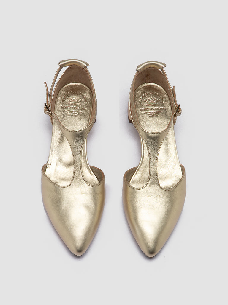 SAGE 103 - Gold Leather T-Bar Shoes