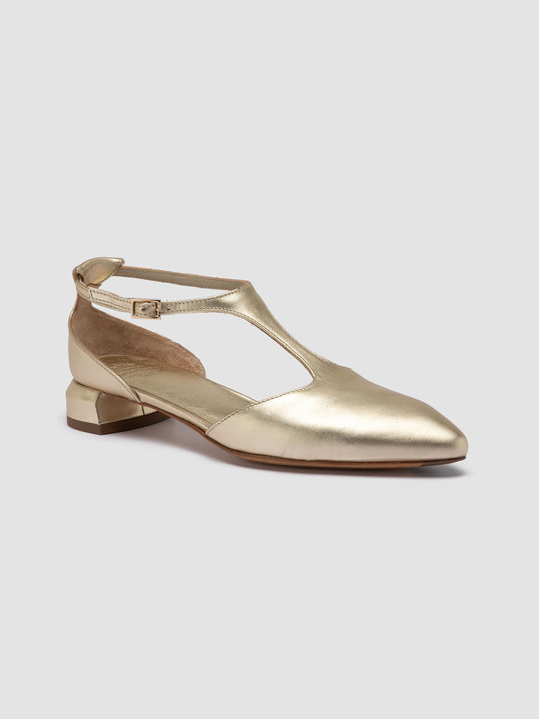 SAGE 103 - Gold Leather T-Bar Shoes