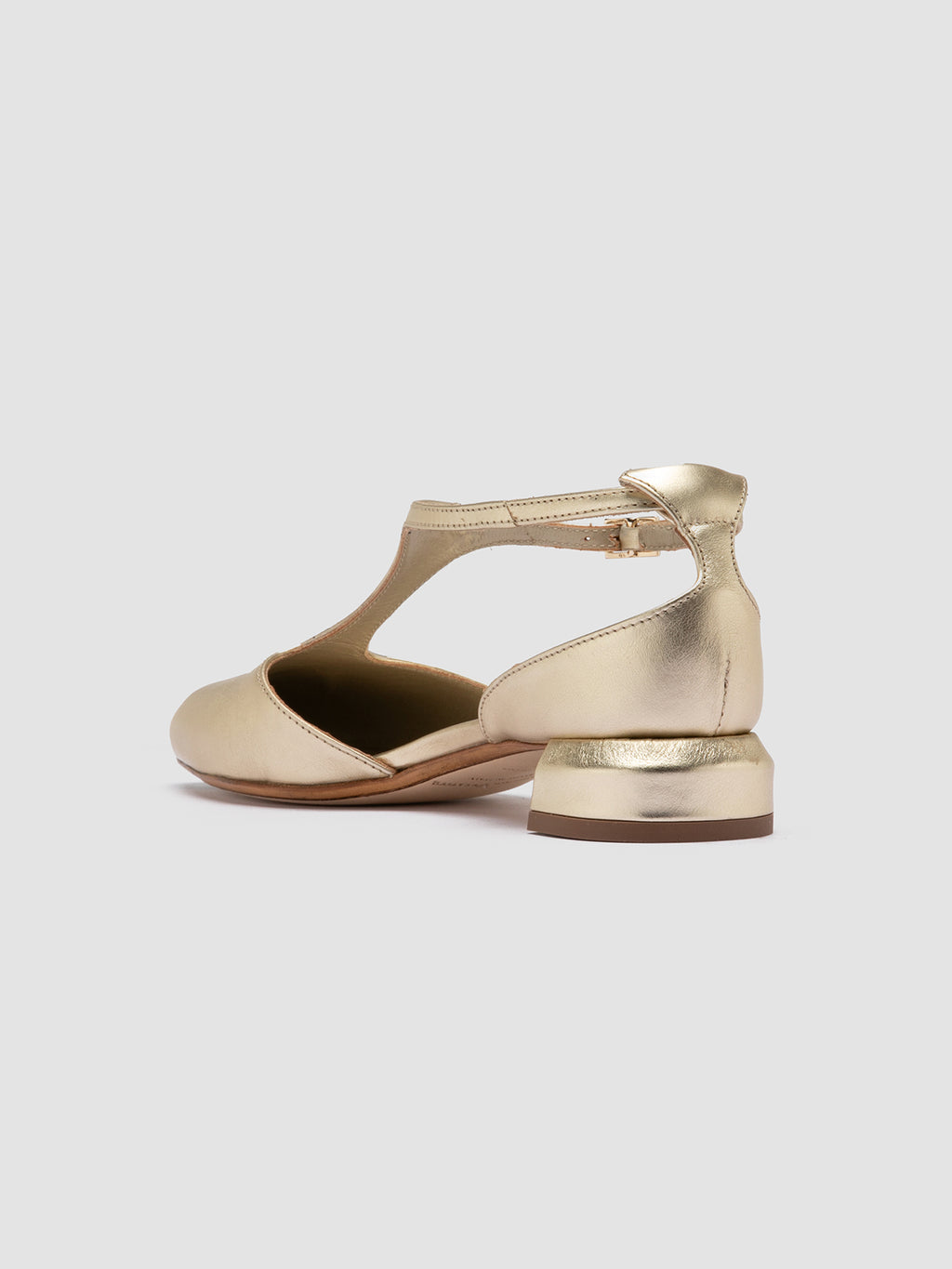 SAGE 103 - Gold Leather T-Bar Shoes - image 4,side view