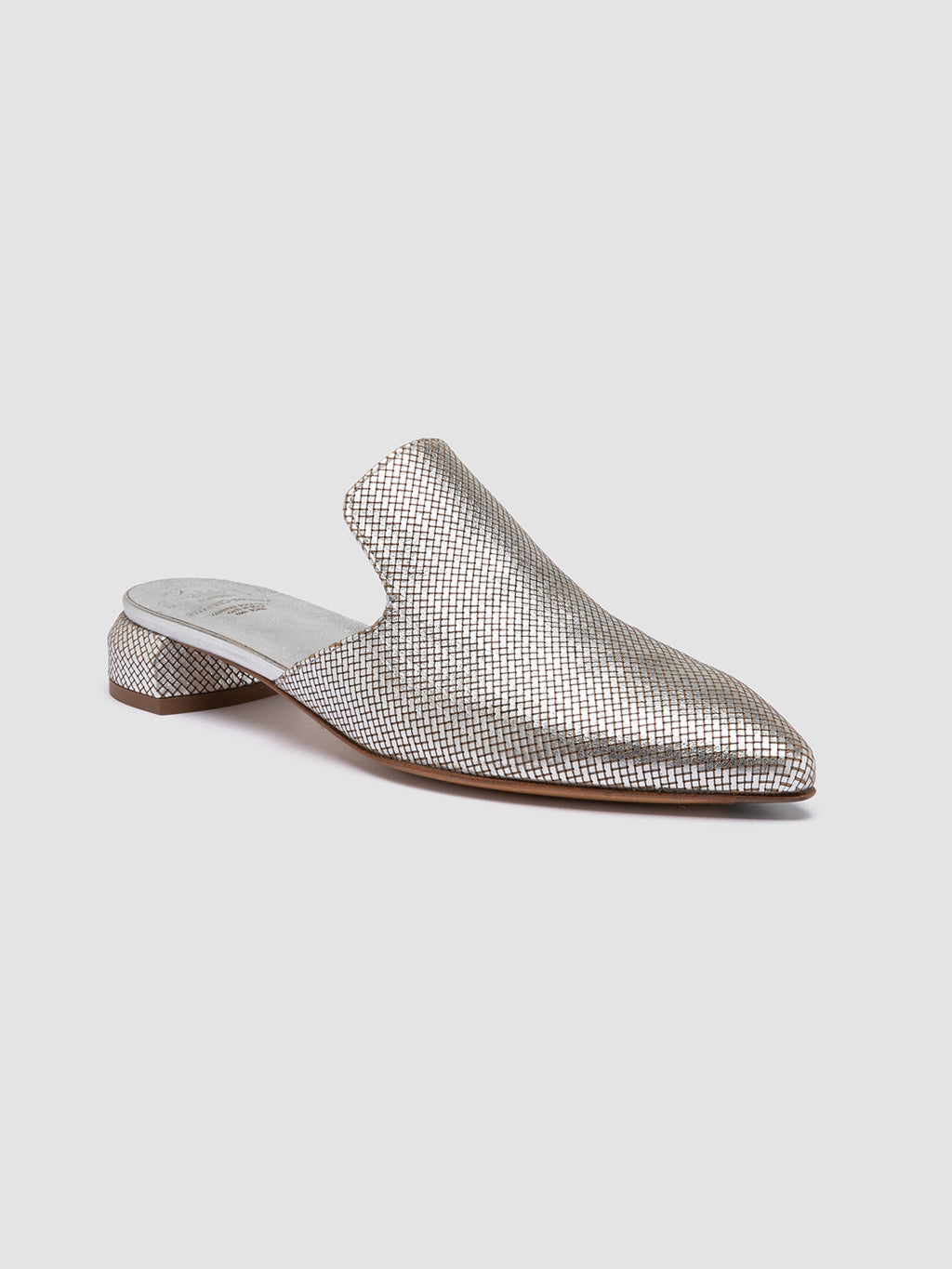 SAGE 106 - Silver Leather Mule Sandals - image 3,side view