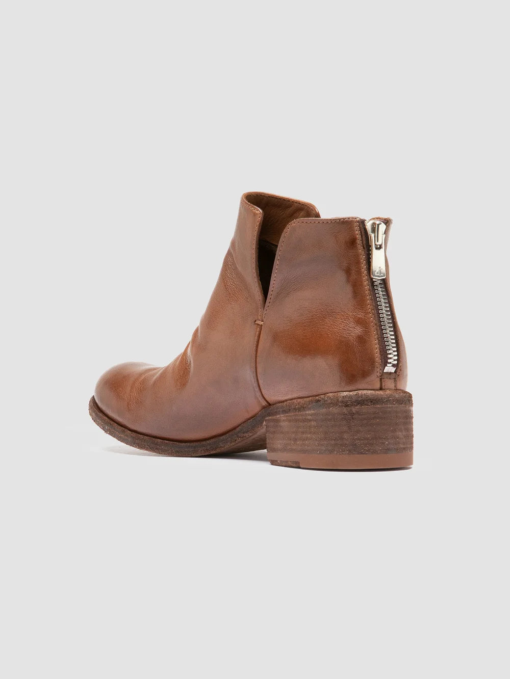 SHANTEL 003 - Braune Lederstiefel mit Reißverschluss - image 4,side view