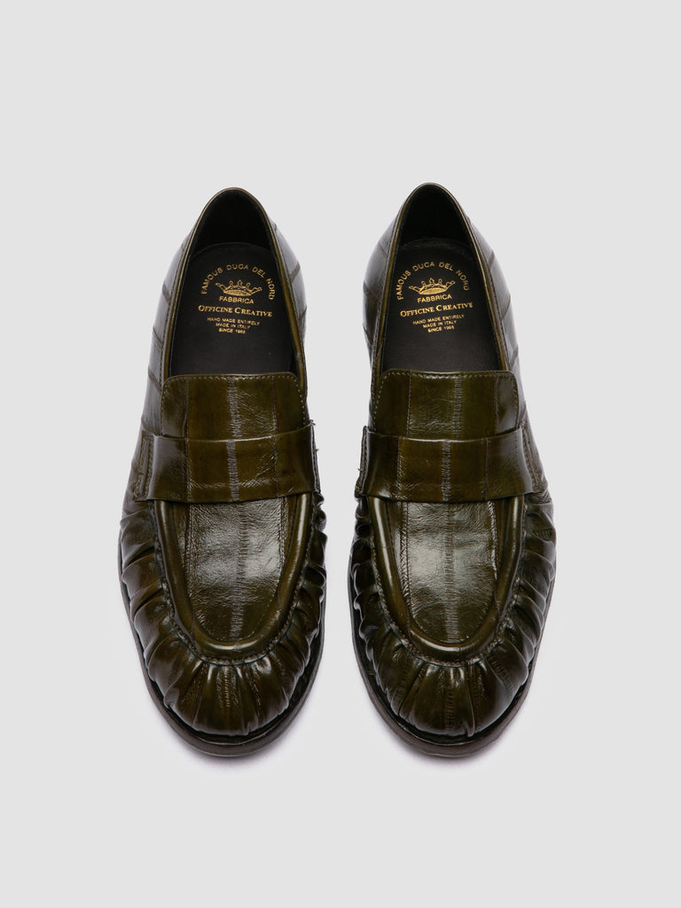 SOLITUDE 107 - Green Leather Penny Loafers