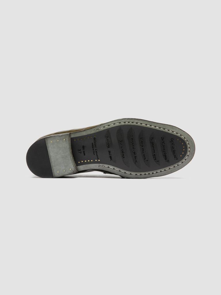 SOLITUDE 107 - Green Leather Penny Loafers