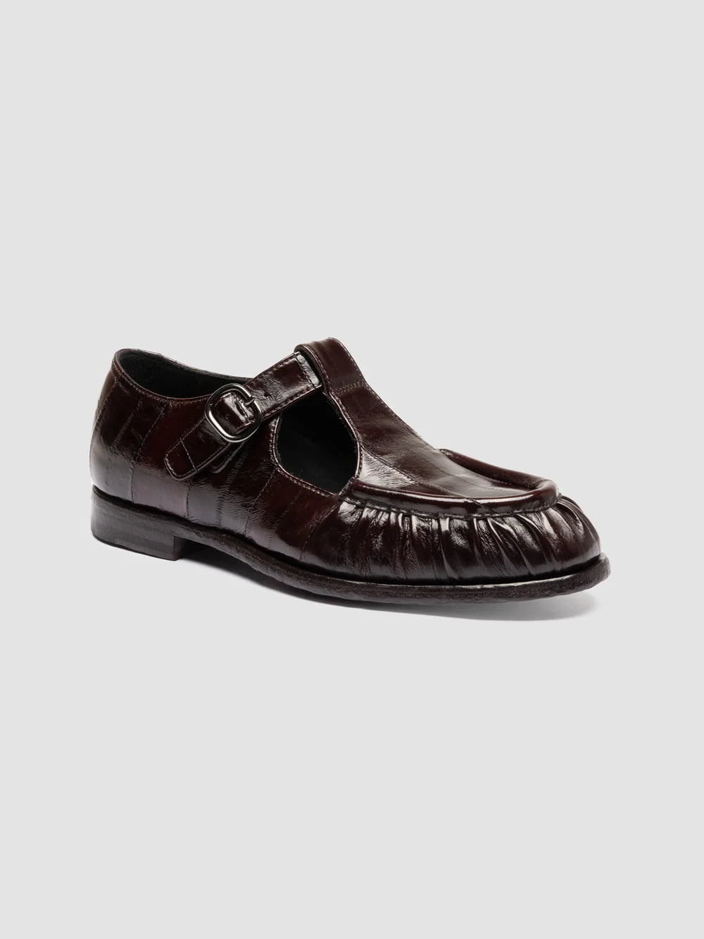 SOLITUDE 115 - Scarpe con Cinturino a T in Pelle Marrone - image 3,side view