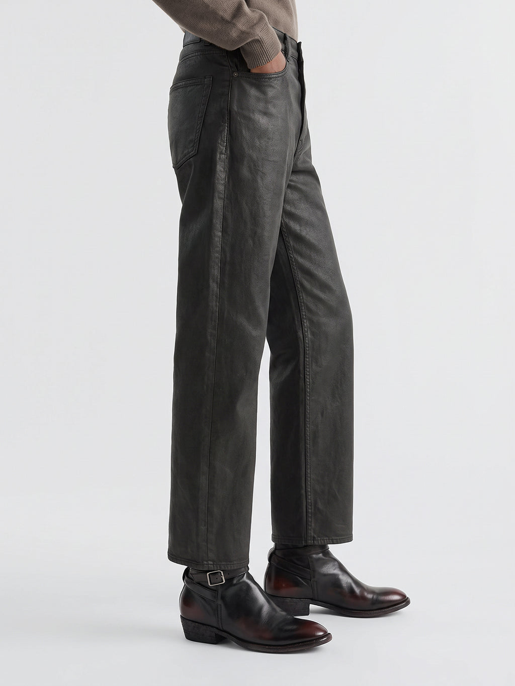 SONEGAL DD 002 - Stivali con Zip in Pelle Marrone - image 2,side view