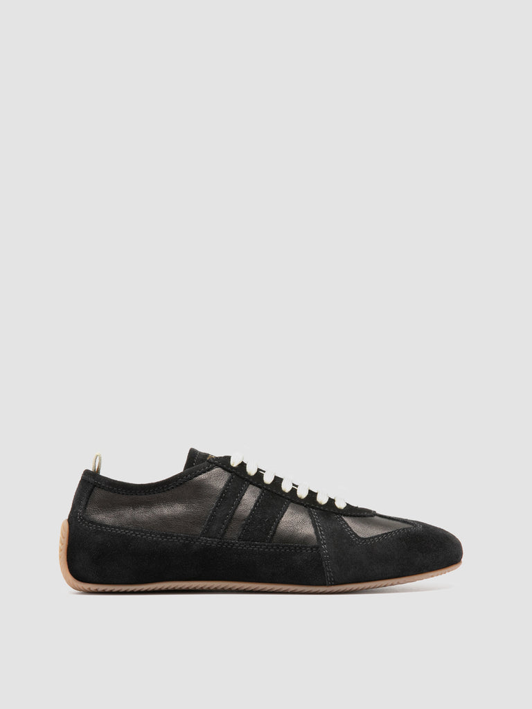SUBSIDE 102 - Black Leather and Suede Low-Top Sneakers
