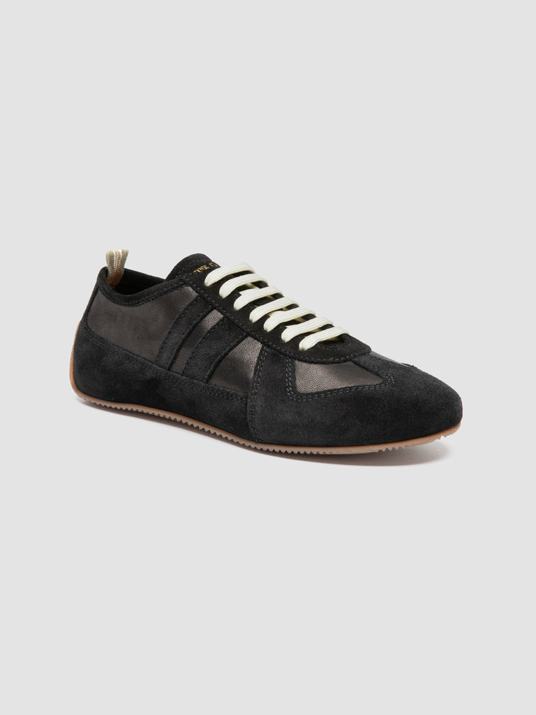 SUBSIDE 102 - Black Leather and Suede Low-Top Sneakers