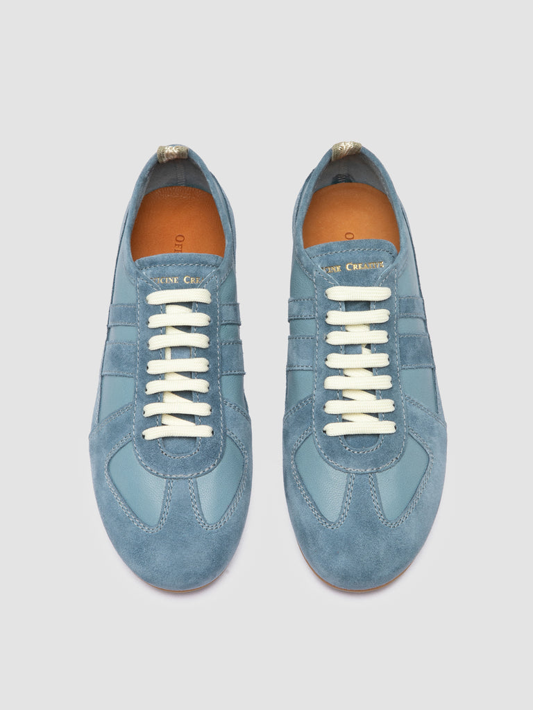 SUBSIDE 102 - Blue Leather and Suede Low-Top Sneakers