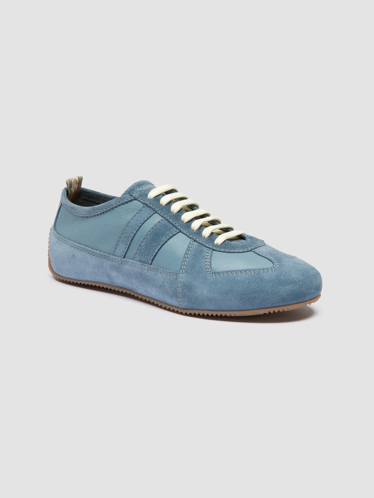 SUBSIDE 102 - Blue Leather and Suede Low-Top Sneakers
