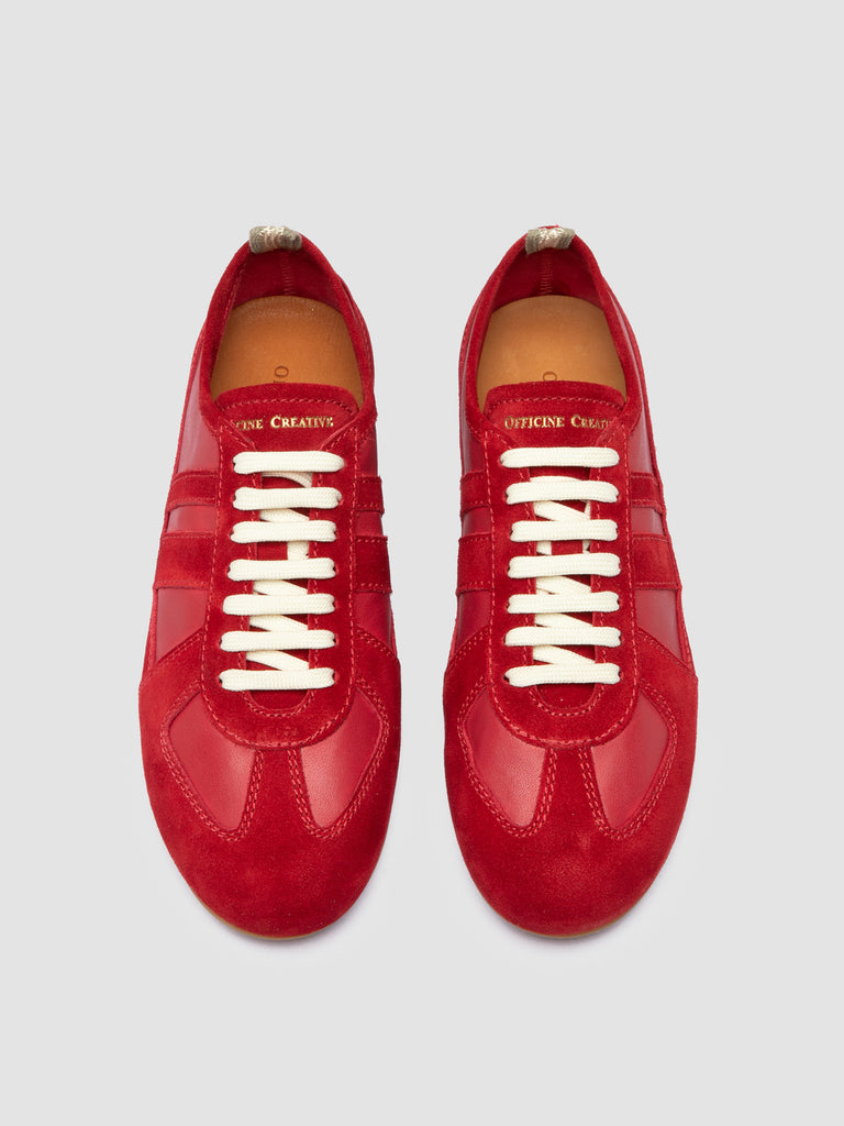 SUBSIDE 102 - Red Leather and Suede Low-Top Sneakers