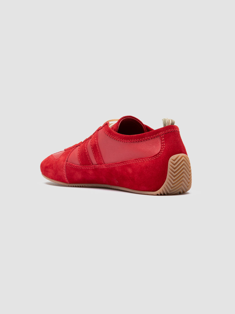 SUBSIDE 102 - Red Leather and Suede Low-Top Sneakers