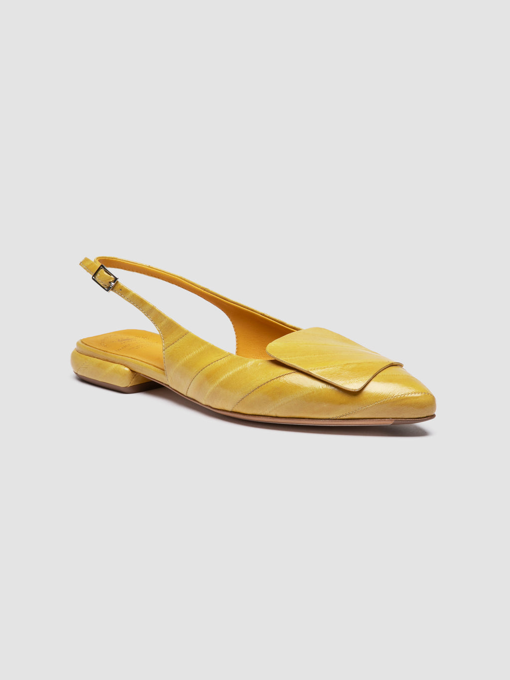 SUE 007 - Yellow Leather Slingback Sandals - image 3,side view