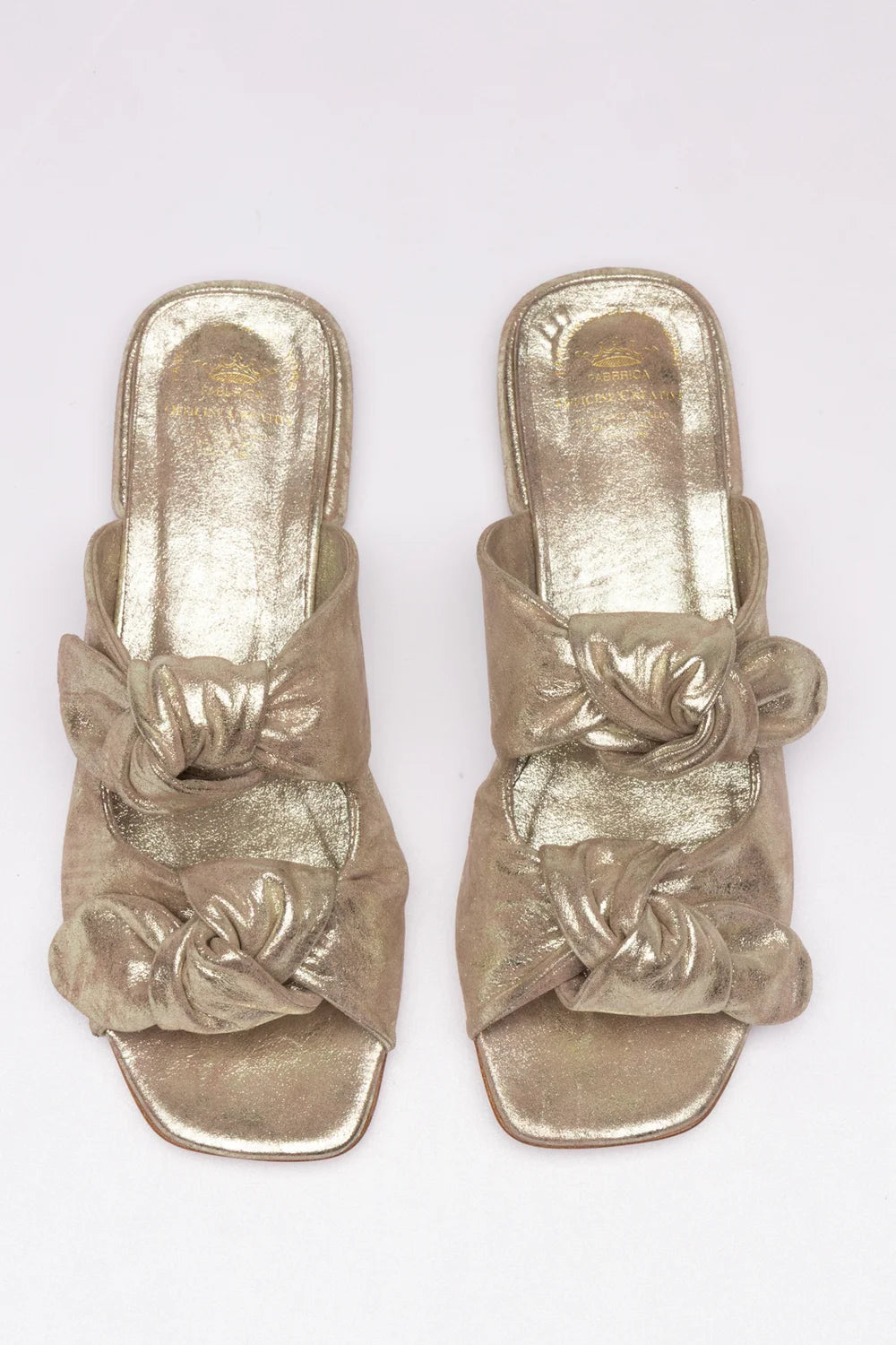 SUKI 006 - Gold Leather Slide Sandals - image 2,side view