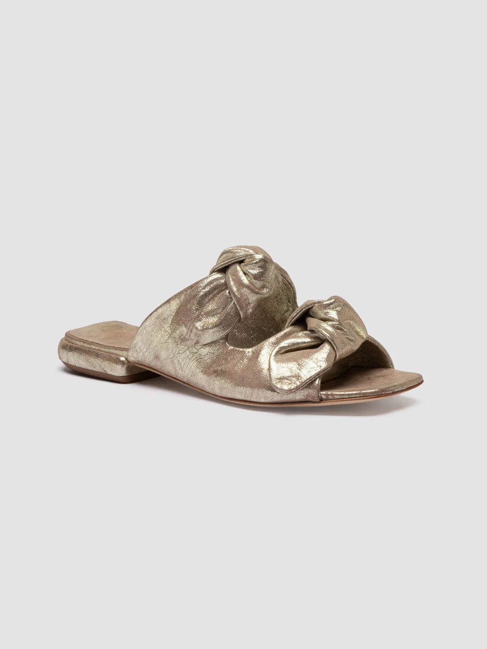 SUKI 006 - Gold Leather Slide Sandals - image 3,side view
