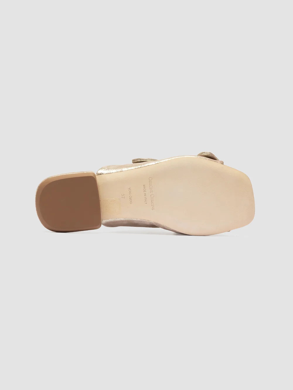 SUKI 006 - Gold Leather Slide Sandals - image 5,side view