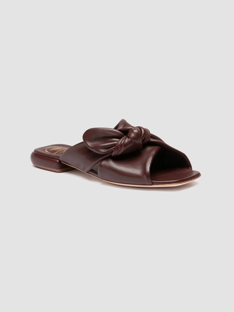 SUKI 007 - Burgundy Leather Slide Sandals