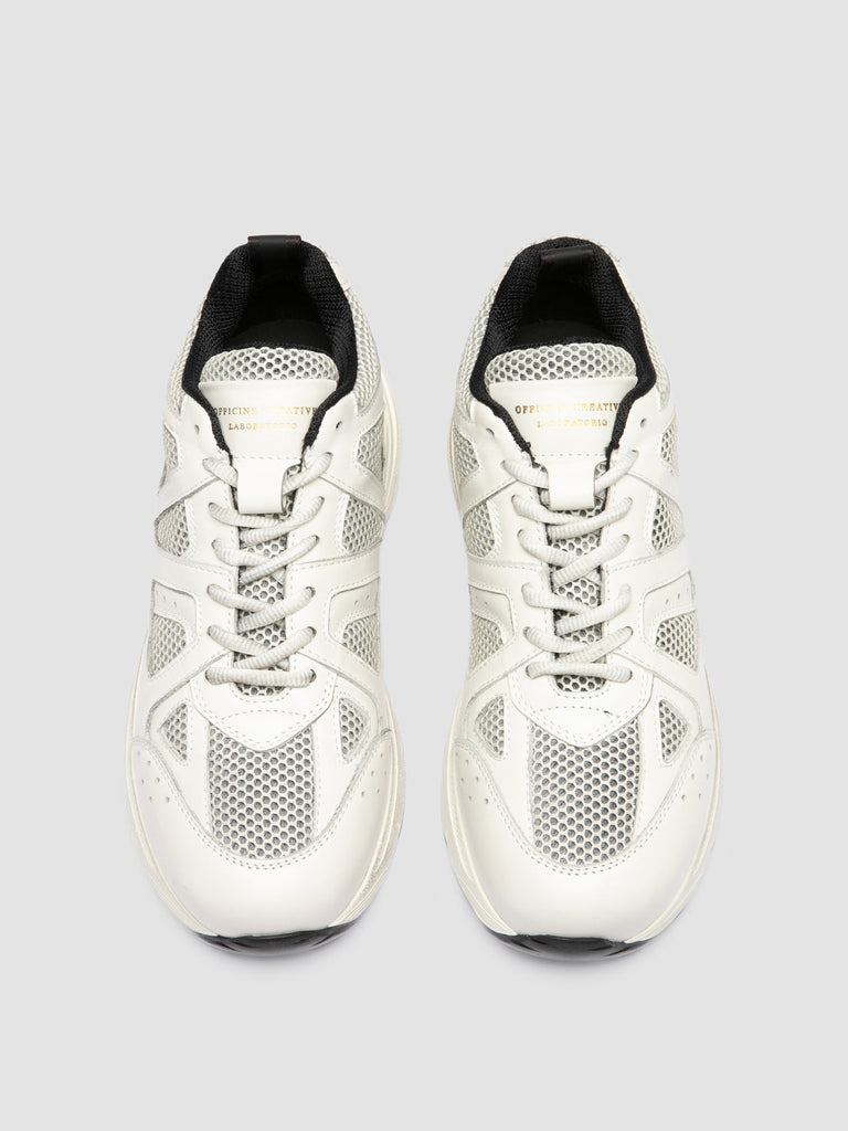 SUPURBIA 101 - White Leather & Mesh Low Top Sneakers