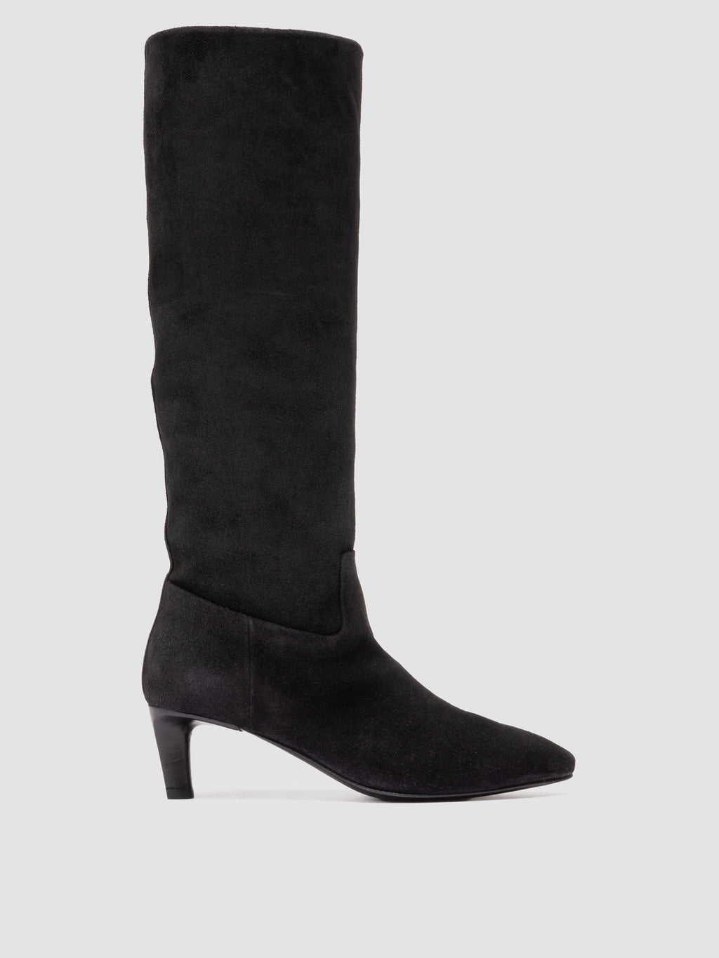 SUZY 006 - Black Suede Zipped Boots - image 1,side view