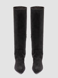 SUZY 006 - Black Suede Zipped Boots - thumb image 2,side view