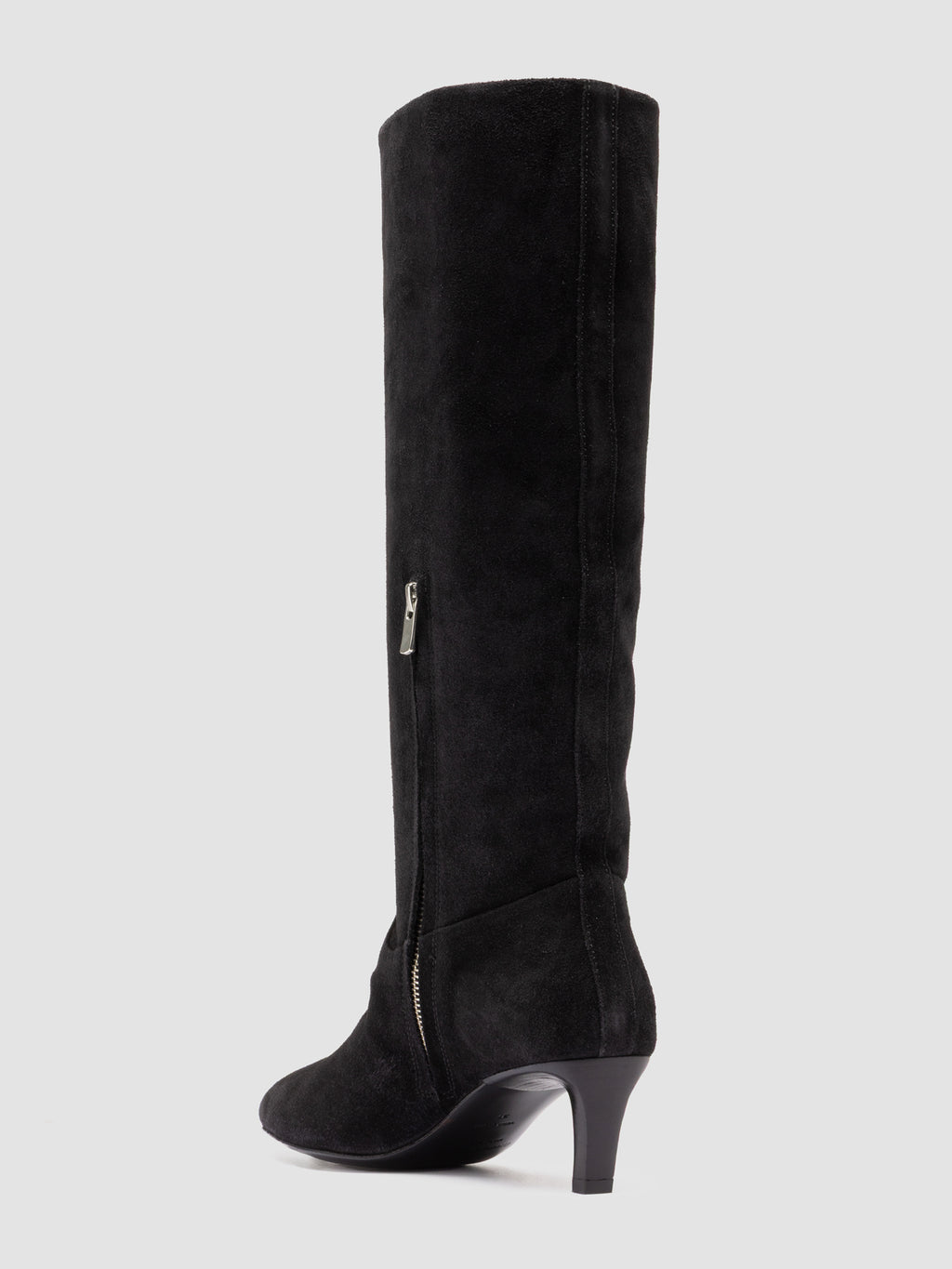 SUZY 006 - Black Suede Zipped Boots - image 4,side view