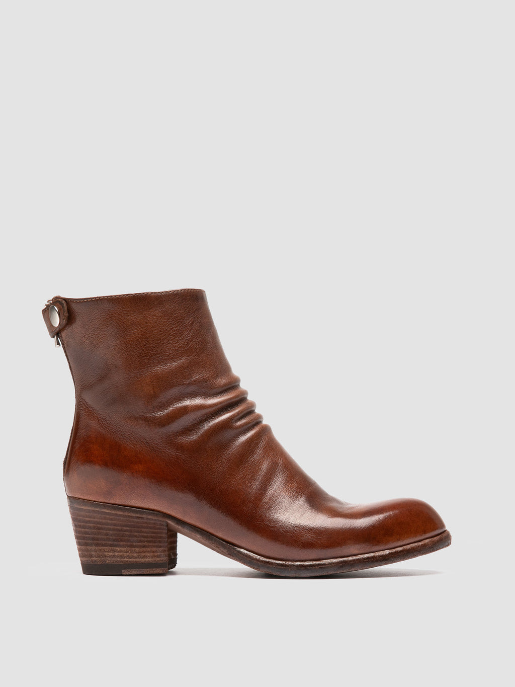 WADE 002 - Brown Leather Zipped Boots - image 1,side view