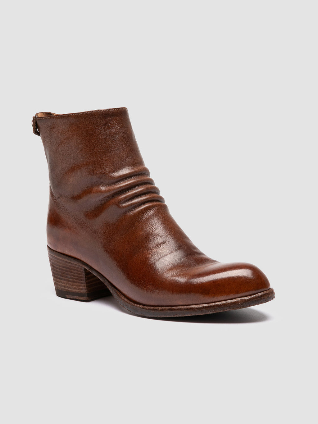 WADE 002 - Brown Leather Zipped Boots - image 3,side view