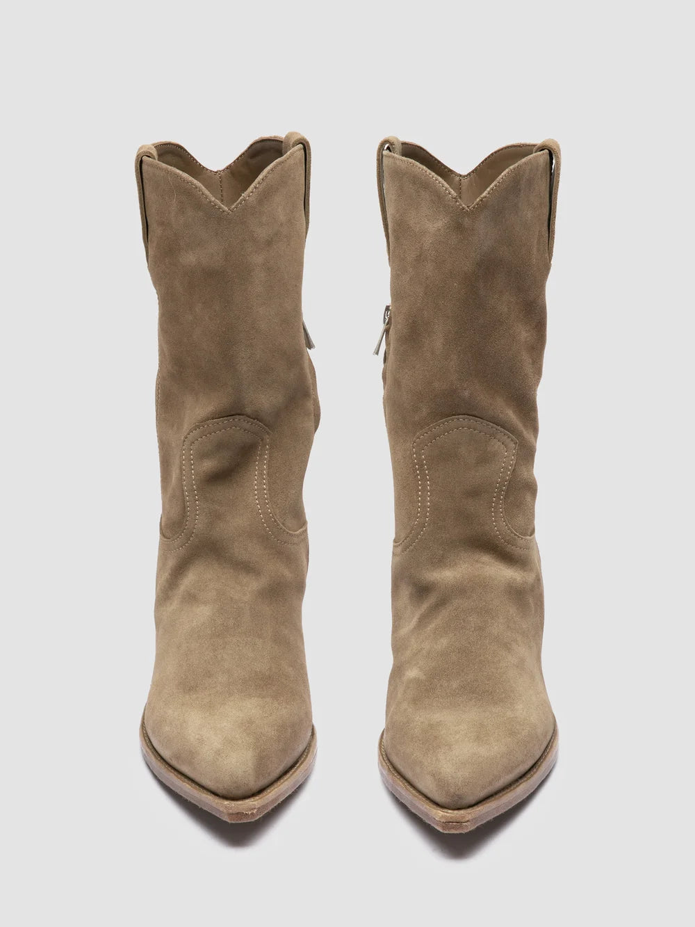 WANDA DD 110 - Taupe Suede Zip Boots - image 2,side view