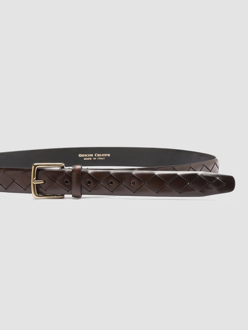 OC STRIP 29 - Brauner Gürtel aus gewebtem Leder - image 3,side view