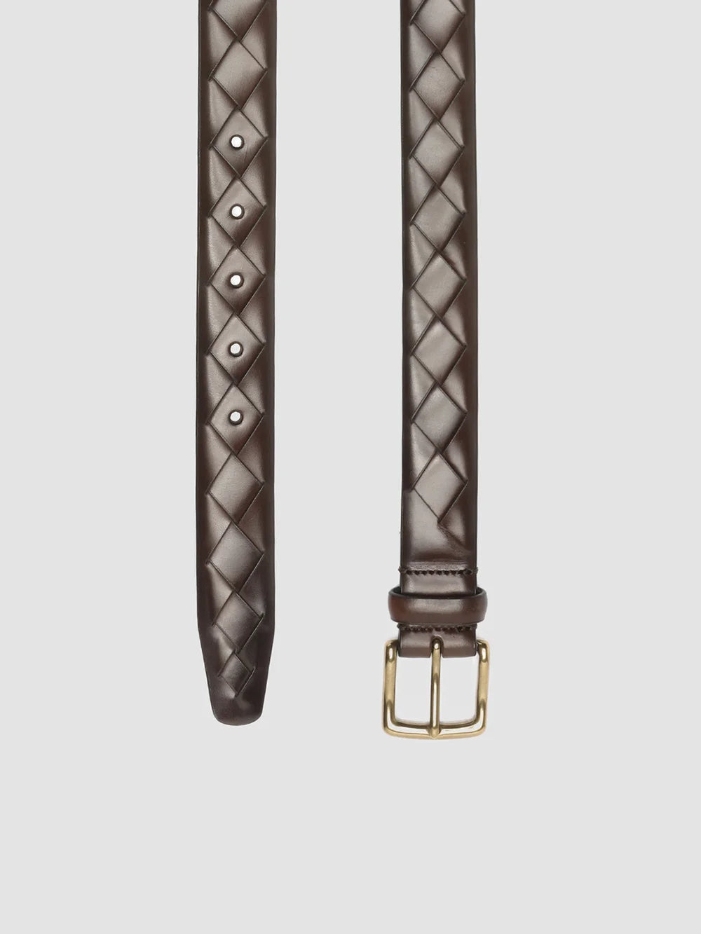 OC STRIP 29 - Brauner Gürtel aus gewebtem Leder - image 4,side view