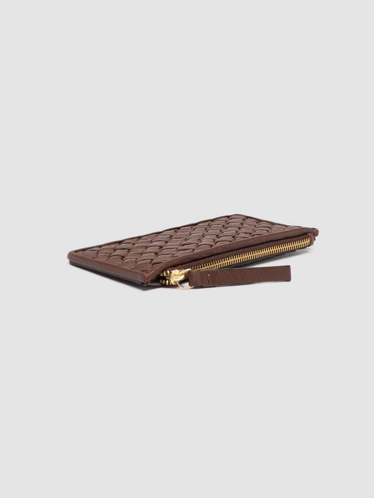 JULIET 103 - Brown Woven Leather Card Holder