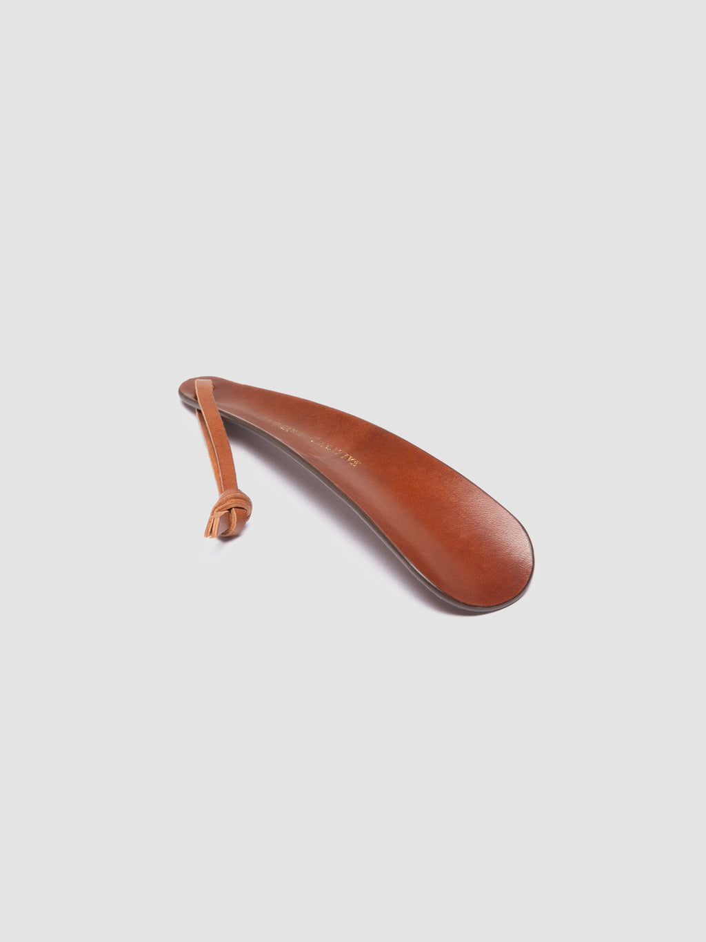 SMALL SHOEHORN - Brown Leather Shoe Horn - image 3,side view