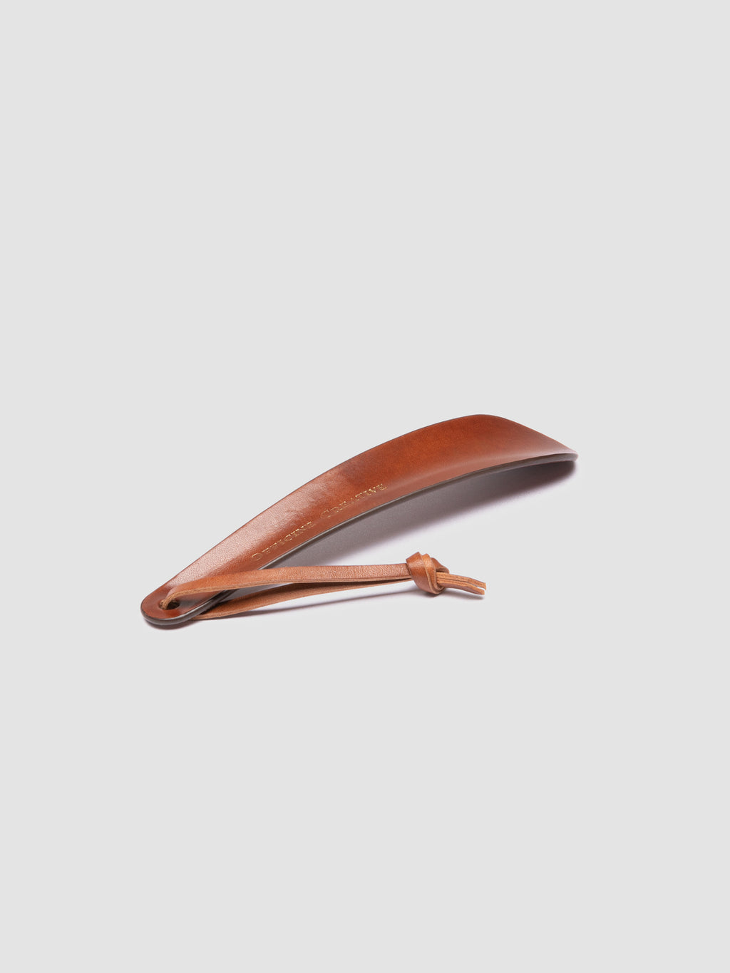 SMALL SHOEHORN - Brown Leather Shoe Horn - image 5,side view