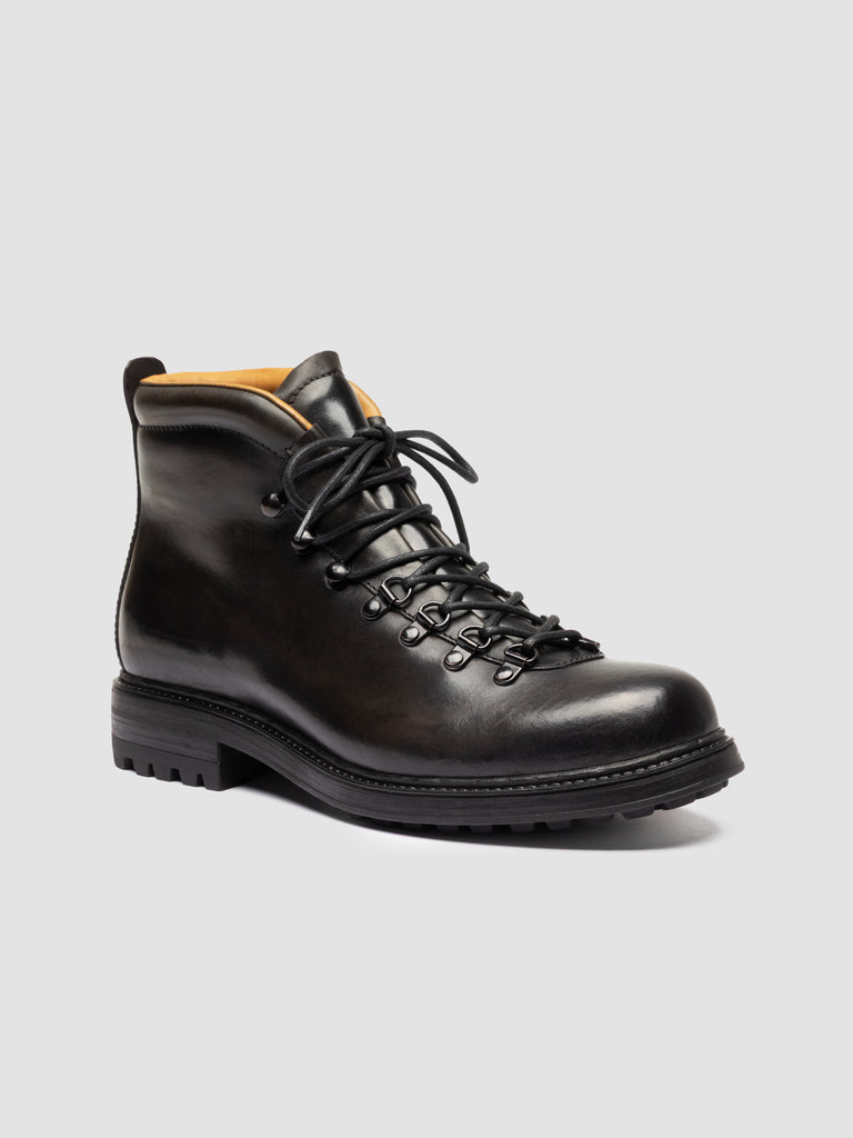 3164 07 - Grey Leather Lace Up Boots