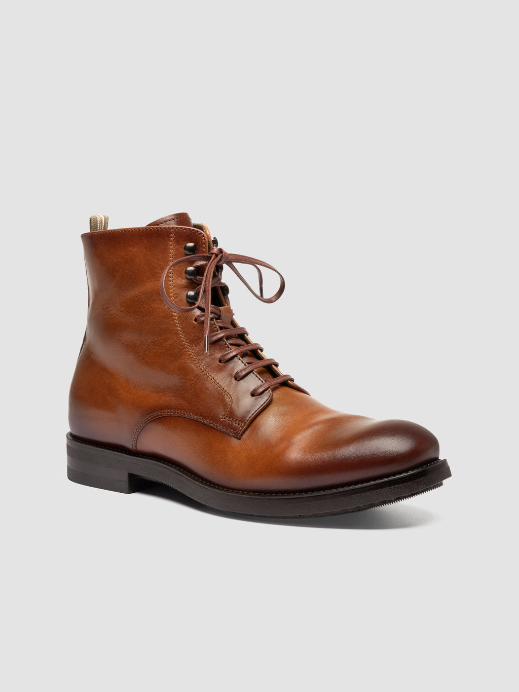ACADEMIA 003 - Stivali Stringati in Pelle Marrone - image 3,side view