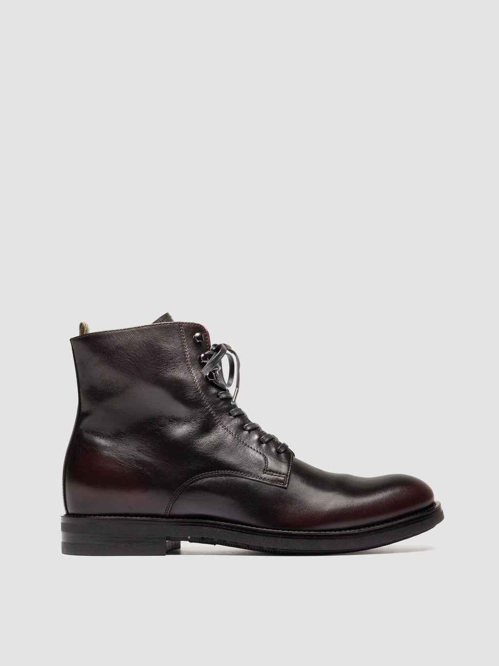 ACADEMIA 003 - Stivali Stringati in Pelle Bordeaux - image 1,side view