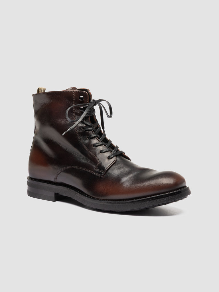 ACADEMIA 003 - Stivali Stringati in Pelle Marrone