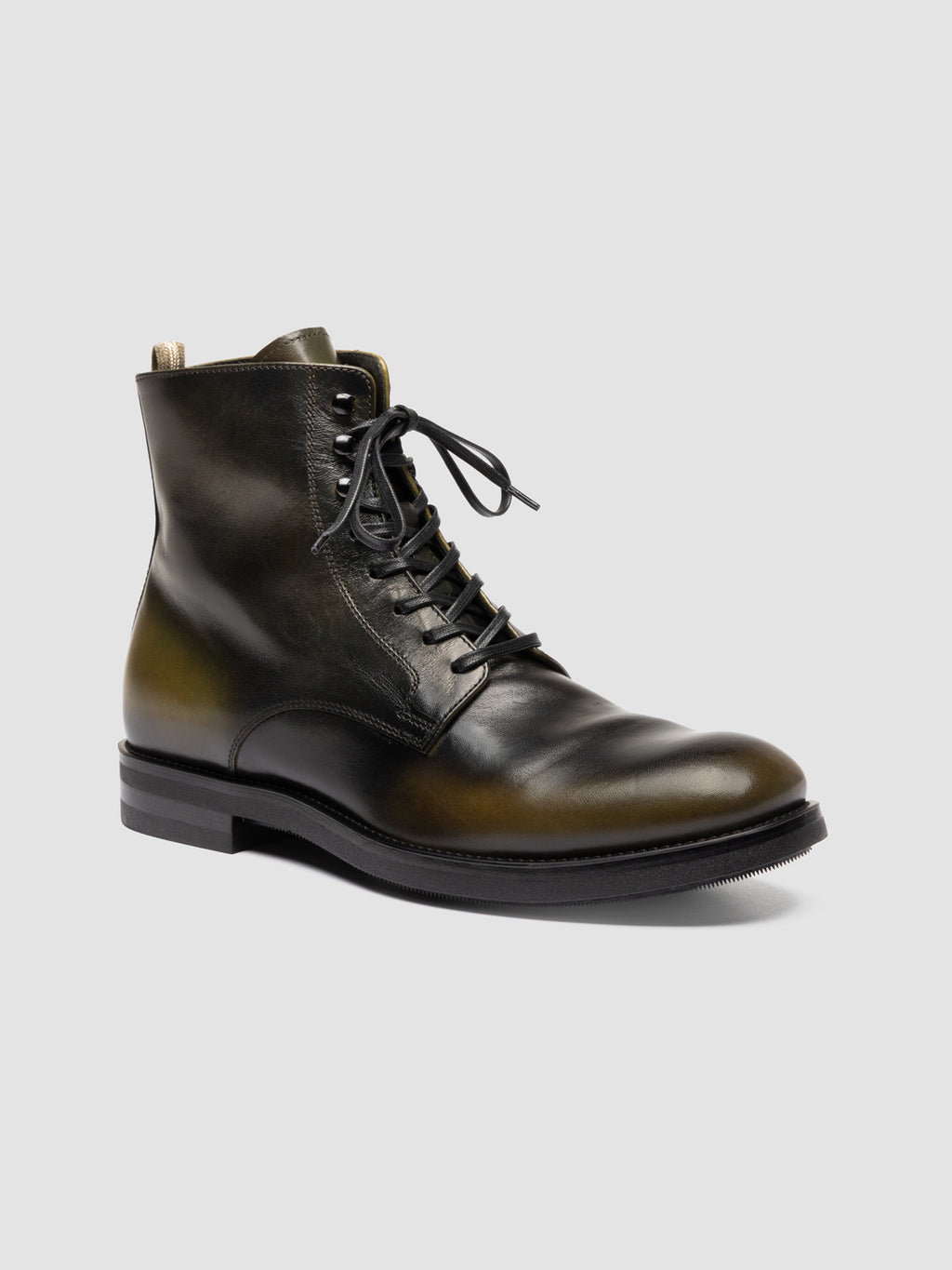ACADEMIA 003 - Stivali Stringati in Pelle Nera - image 3,side view