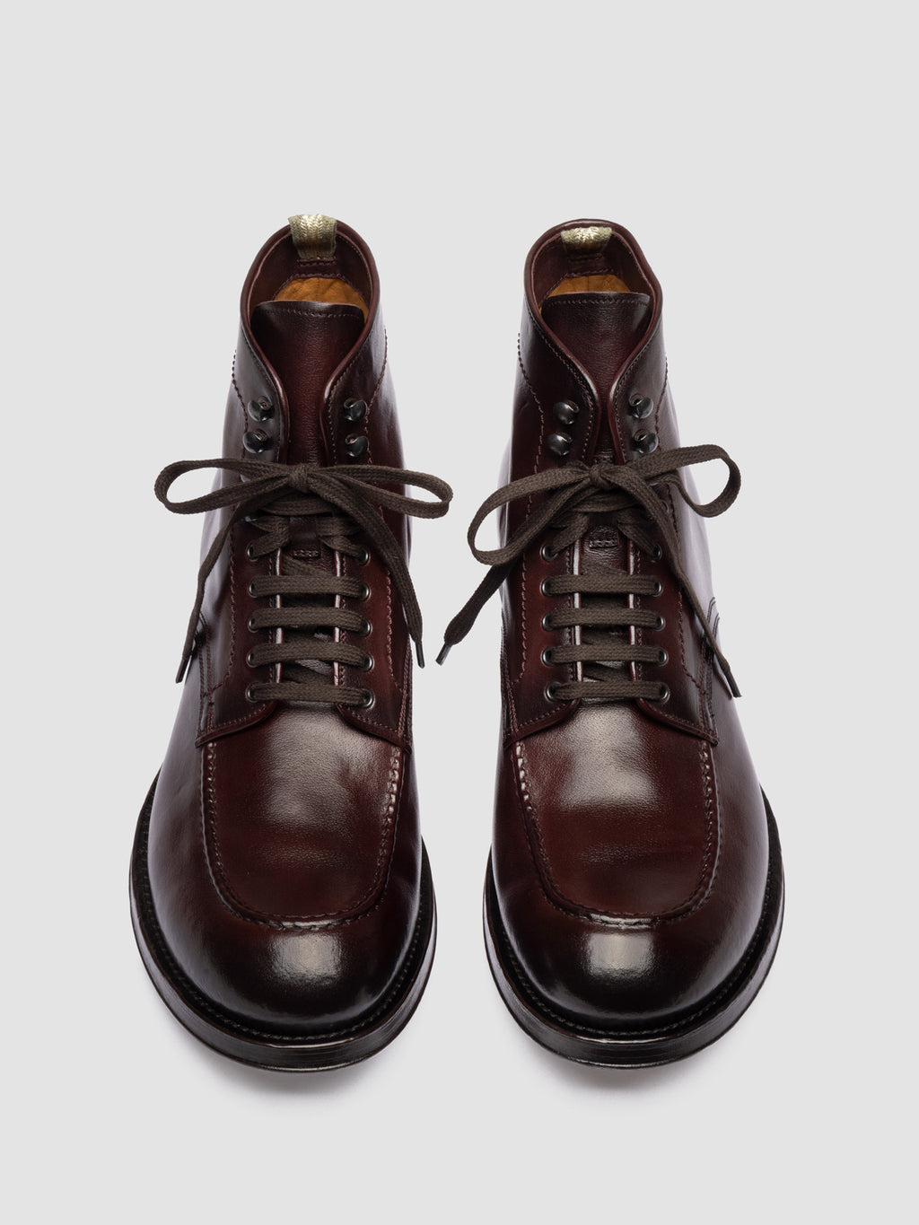 ADMIRAL 014 - Stivali Stringati in Pelle Bordeaux - image 2,side view