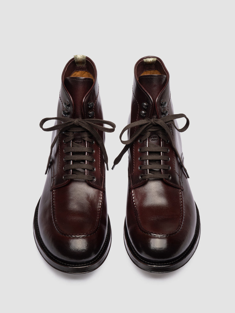 ADMIRAL 014 - Stivali Stringati in Pelle Bordeaux