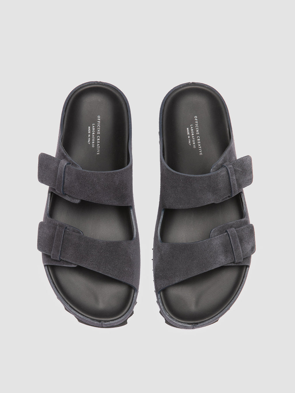 AGORÀ 010 - Navy Suede Slide Sandals - image 2,side view