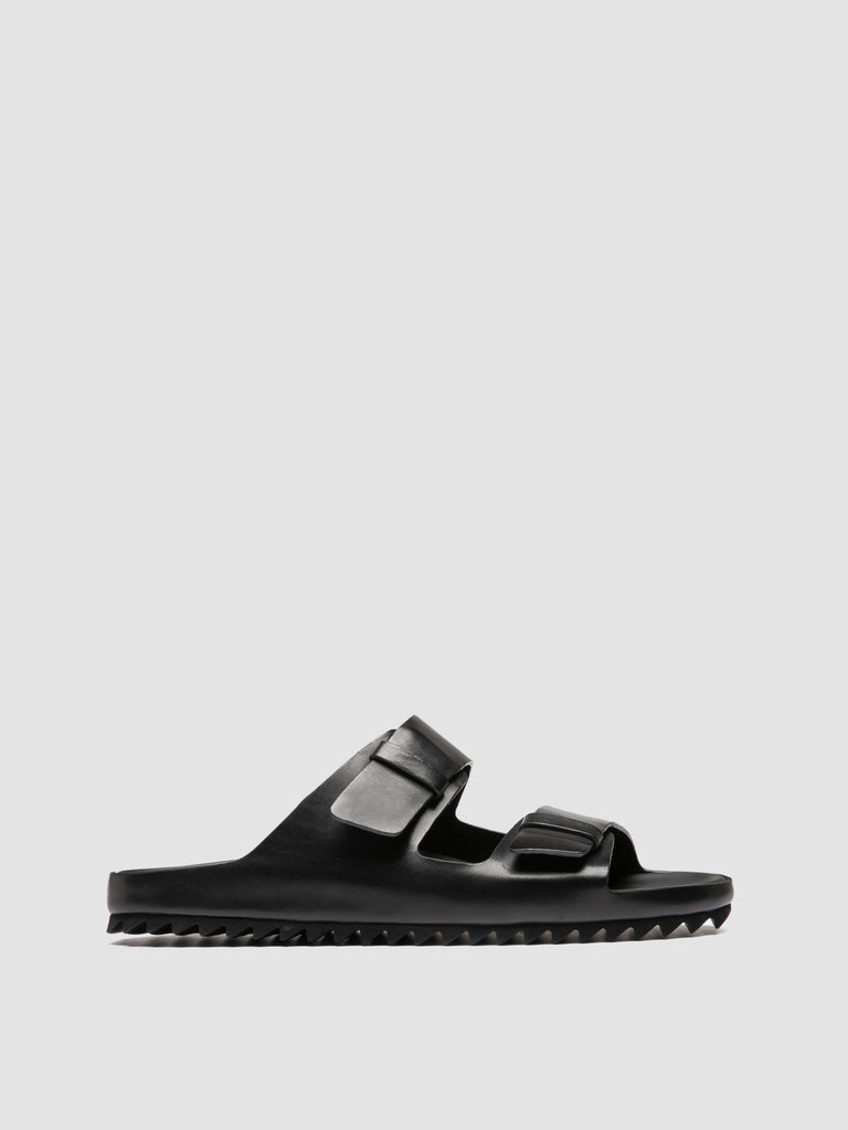 AGORÀ 010 - Black Leather Slide Sandals