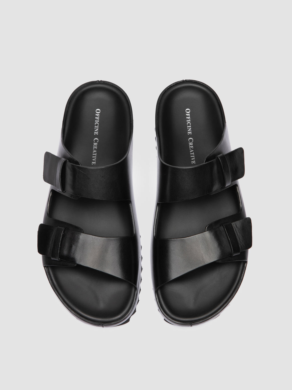 AGORÀ 010 - Black Leather Slide Sandals
