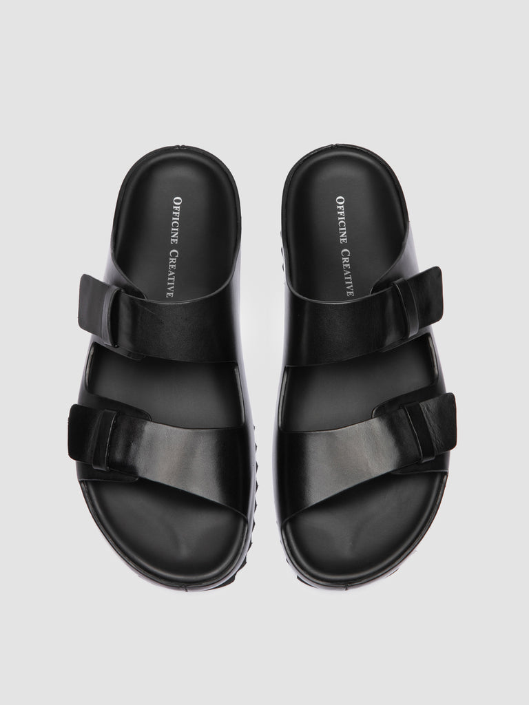 AGORÀ 010 - Black Leather Slide Sandals