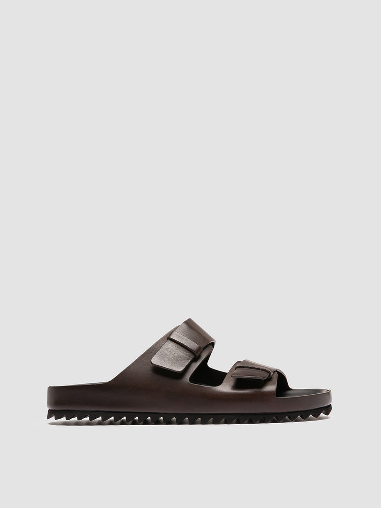 AGORÀ 010 - Brown Leather Slide Sandals