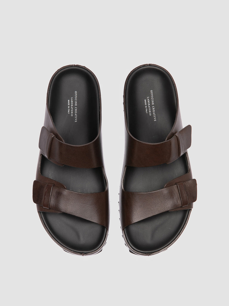 AGORÀ 010 - Brown Leather Slide Sandals