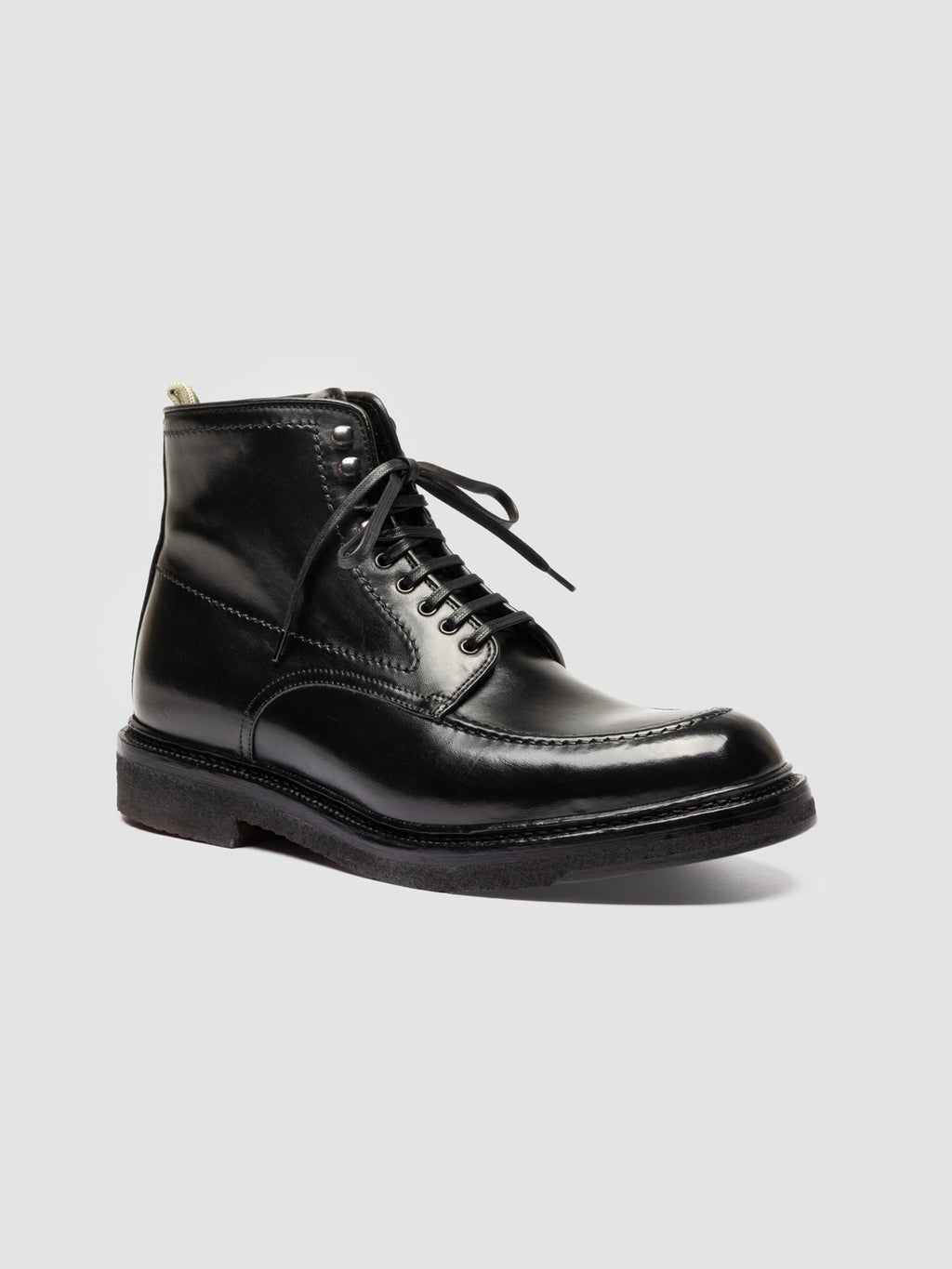 ASTON CREPE 004 - Black Leather Lace Up Boots - image 3,side view