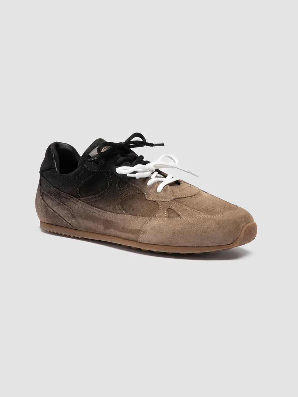 AWAY 004 - Sneaker Basse in Pelle Scamosciata Color Tortora - image 3,side view