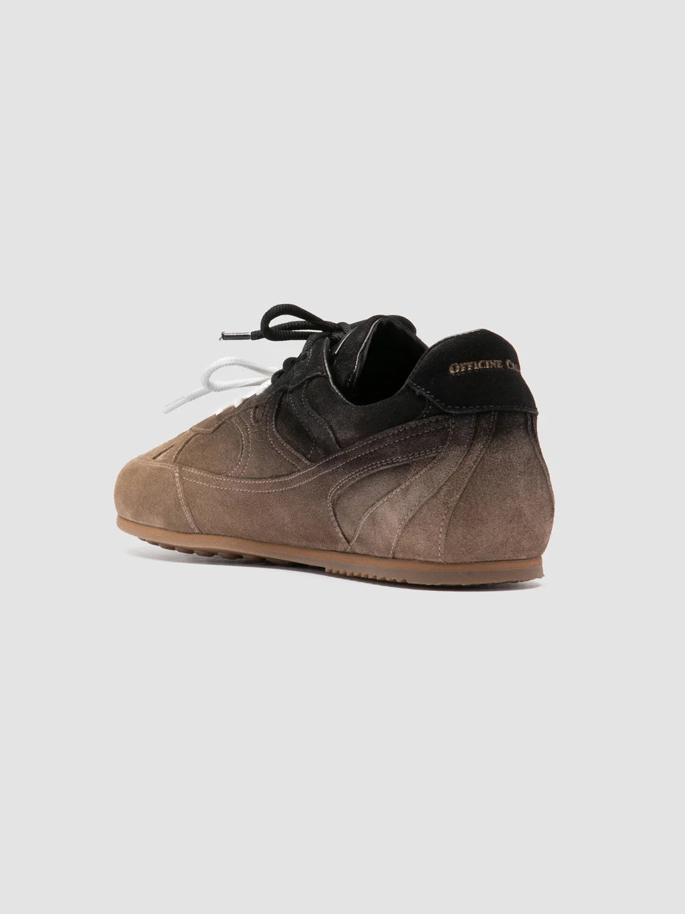 AWAY 004 - Sneaker Basse in Pelle Scamosciata Color Tortora - image 4,side view