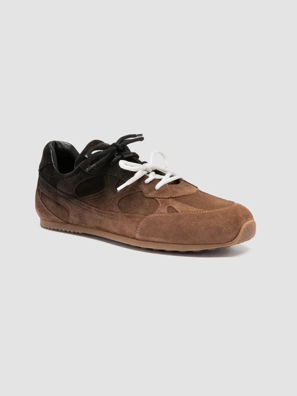 AWAY 004 - Sneaker Basse in Pelle Scamosciata Marrone - image 3,side view